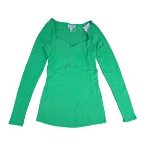 Isabel, long-sleeved blouse, for women, Polyester, Rayon, Green, Size S, NWT